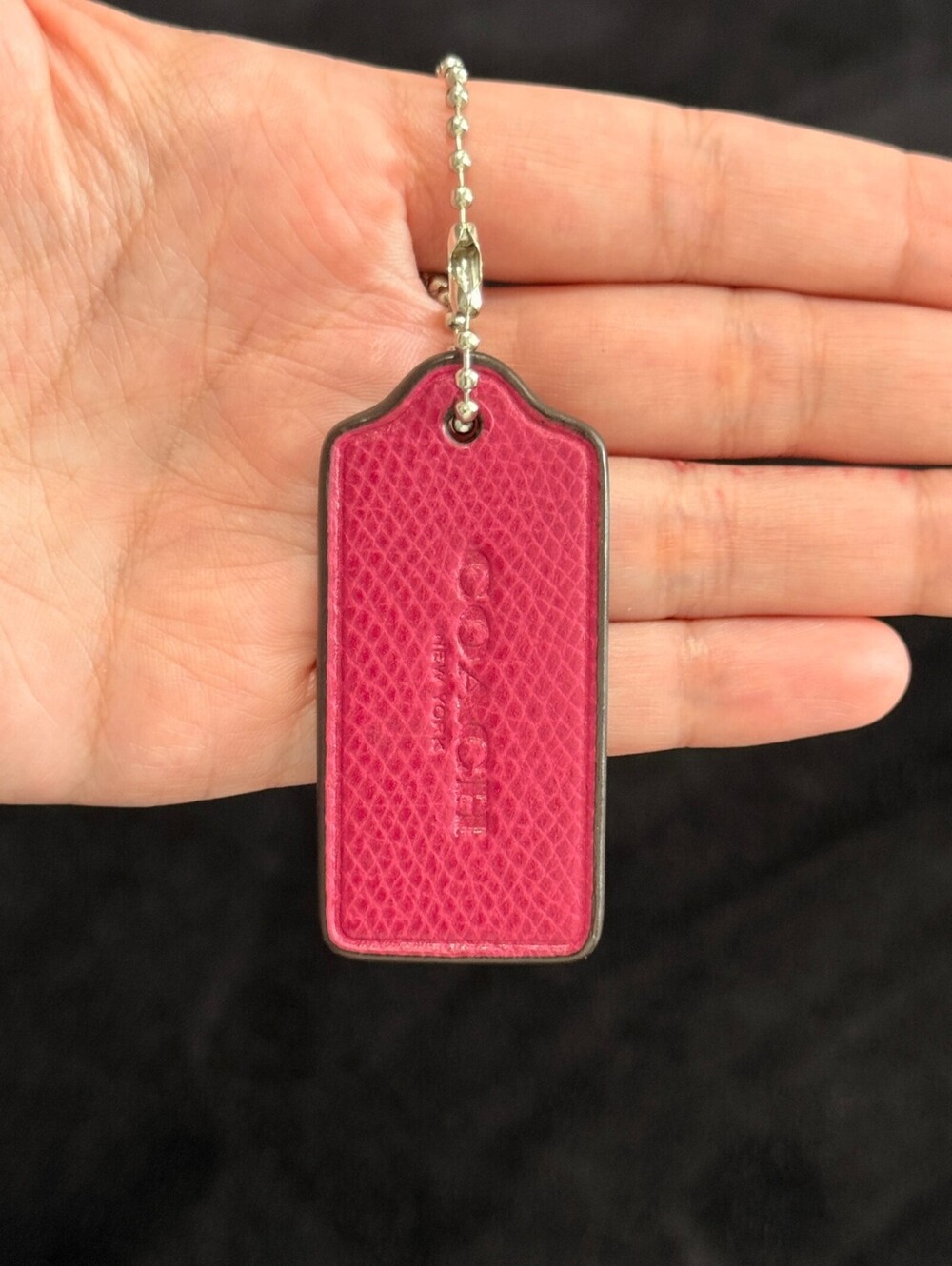2.25" Modern Coach Leather Key Fob Keychain Hang Tag Hangtag